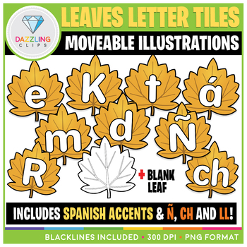 Preview of Moveable Fall Leaves Letter Tiles Clip Art