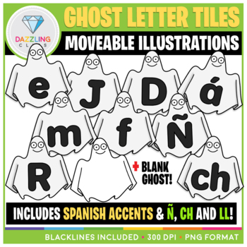 Preview of Moveable Ghost Letter Tiles Clip Art