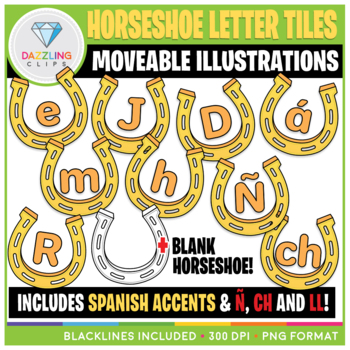 Preview of Moveable Horseshoe Letter Tiles Clip Art {Saint Patrick's Day}