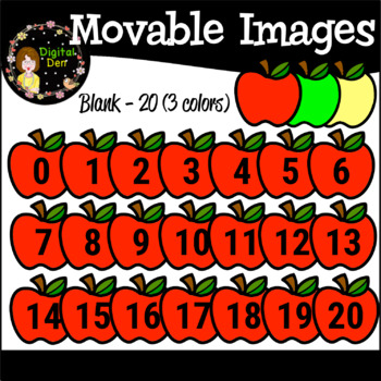 Preview of Moveable Clipart Images | Apple Numbers 0-20 | Digital Images