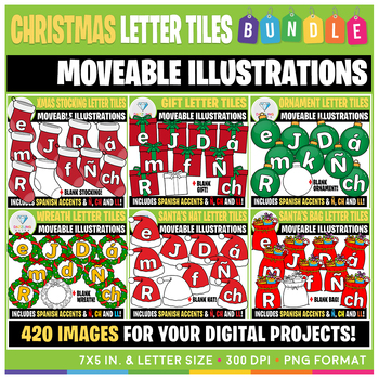 Preview of Moveable Images: Christmas Letter Tiles BUNDLE