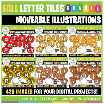 Preview of Moveable Images: Fall Letter Tiles BUNDLE