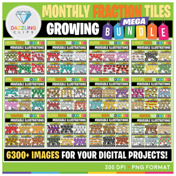 Preview of Moveable Images Monthly Fraction Tiles MEGA Bundle - 6336 Images!