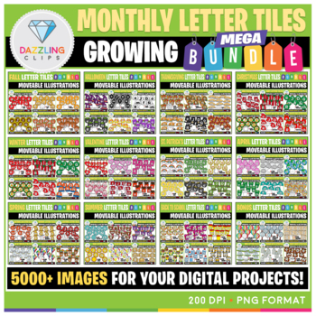 Preview of Moveable Images Monthly Letter Tiles MEGA Bundle - 5000+ Images!