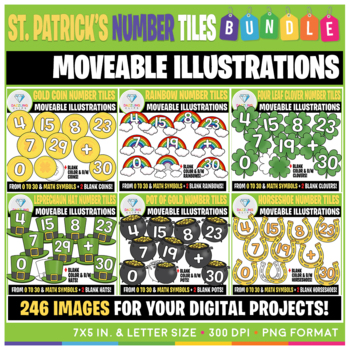 Preview of Moveable Images: Saint Patrick's Day Number Tiles Clip Art BUNDLE