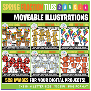 Preview of Moveable Images: Spring Fraction Tiles Clip Art BUNDLE