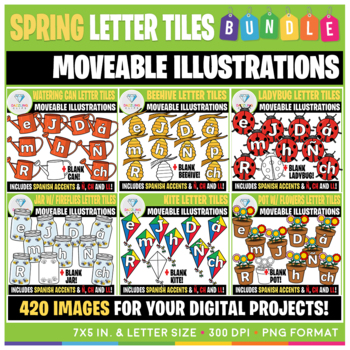 Preview of Moveable Images: Spring Letter Tiles BUNDLE