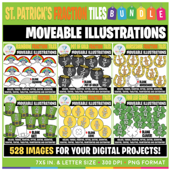 Preview of Moveable Images: St. Patrick's Day Fraction Tiles Clip Art BUNDLE