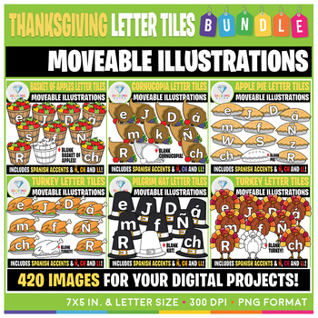 Preview of Moveable Images: Thanksgiving Letter Tiles BUNDLE