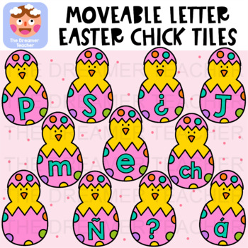 Preview of Moveable Letter Easter Chick Tiles - Clipart for Digital Resources