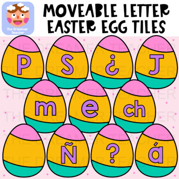 Preview of Moveable Letter Easter Egg Tiles (Option 1) - Clipart for Digital Resources