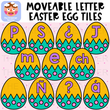 Preview of Moveable Letter Easter Egg Tiles (Option 3) - Clipart for Digital Resources