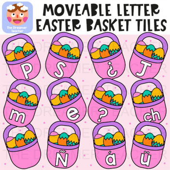 Preview of Moveable Letter Easter Eggs Basket Tiles - Clipart for Digital Resources