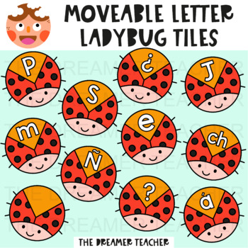 Preview of Moveable Letter Ladybug Tiles - Clipart for Digital Resources