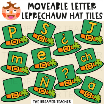 Preview of Moveable Letter Leprechaun Hat Tiles - Clipart for Digital Resources