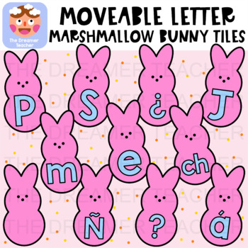 Preview of Moveable Letter Marshmallow Bunny Tiles - Clipart for Digital Resources