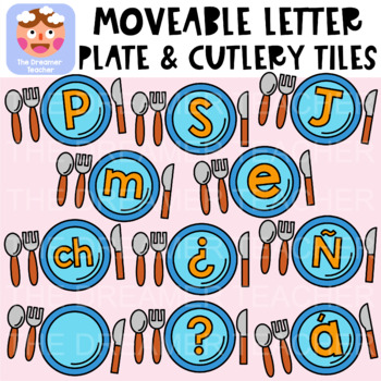 Preview of Moveable Letter Plate and Cutlery - Thanksgiving Clipart for Digital Resources