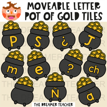 Preview of Moveable Letter Pot of Gold Tiles - Clipart for Digital Resources