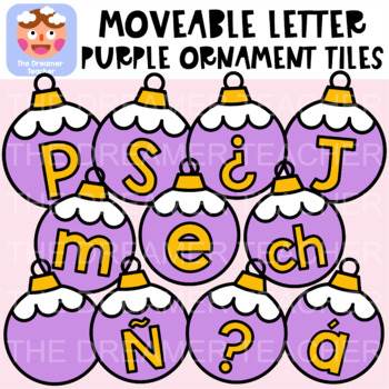 Preview of Moveable Letter Purple Ornament - Christmas Clipart for Digital Resources