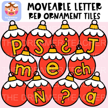 Preview of Moveable Letter Red Ornament - Christmas Clipart for Digital Resources