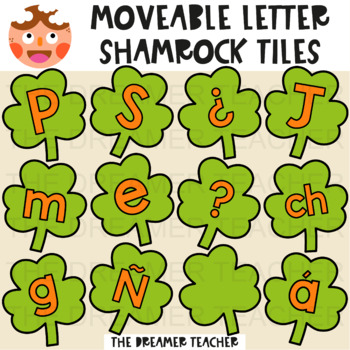 Preview of Moveable Letter Shamrock Tiles - Clipart for Digital Resources