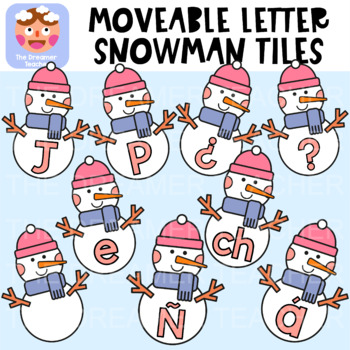 Preview of Moveable Letter Snowman Tiles - Clipart for Digital Resources