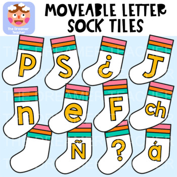 Preview of Moveable Letter Socks Tiles - Clipart for Digital Resources