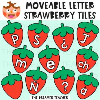 Preview of Moveable Letter Strawberry Tiles - Clipart for Digital Resources