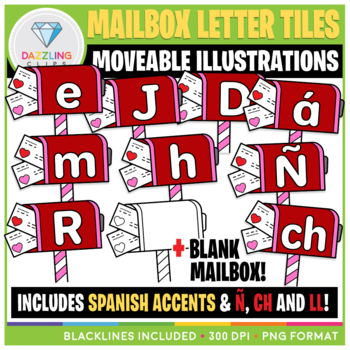 Preview of Moveable Mailbox Letter Tiles Clip Art {Valentine's Day}