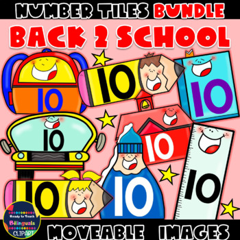 Preview of Moveable NUMBER TILES: BACK TO SCHOOL BUNDLE - 8 Sets/1024 ITEMS