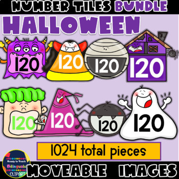 Preview of Moveable NUMBER TILES: HALLOWEEN BUNDLE - 8 Sets / 1024 ITEMS