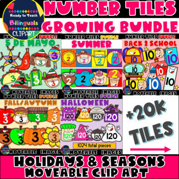 Preview of Moveable NUMBERS CLIPART: GROWING BUNDLE (HOLIDAYS & SEASONS) +20K Tiles