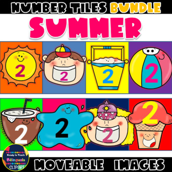 Preview of Moveable NUMBERS: SUMMER BUNDLE - 8 Sets