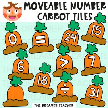 Preview of Moveable Number Carrot Tiles - Clipart for Digital Resources