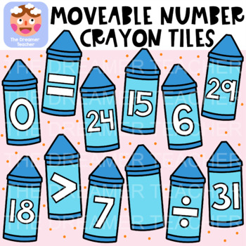 Preview of Moveable Number Crayon Tiles - Clipart for Digital Resources
