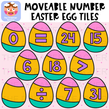 Preview of Moveable Number Easter Egg Option 1 Tiles - Clipart for Digital Resources
