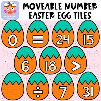 Preview of Moveable Number Easter Egg Option 2 Tiles - Clipart for Digital Resources