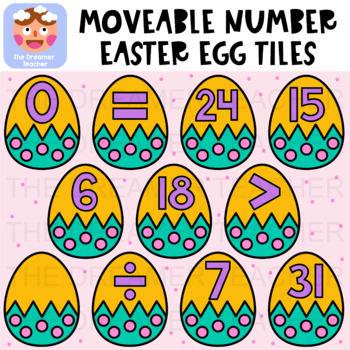 Preview of Moveable Number Easter Egg Option 3 Tiles - Clipart for Digital Resources