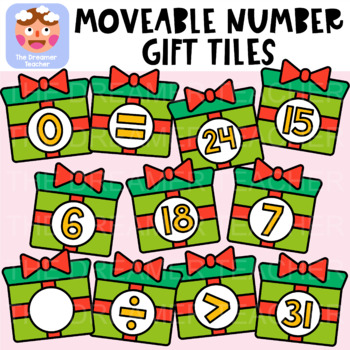 Preview of Moveable Number Gift Tiles - Christmas Clipart