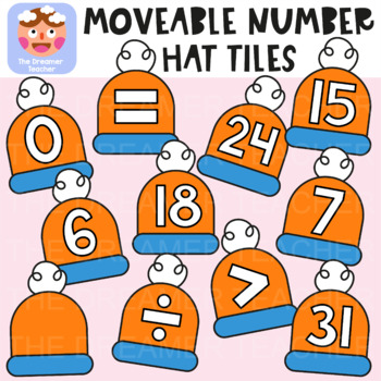 Preview of Moveable Number Hat Tiles - Clipart for Digital Resources