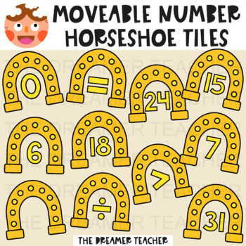 Preview of Moveable Number Horseshoe Tiles - Clipart for Digital Resources