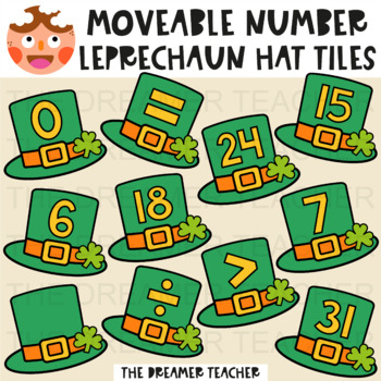 Preview of Moveable Number Leprechaun Hat Tiles - Clipart for Digital Resources