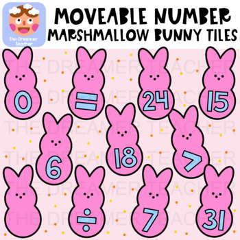 Preview of Moveable Number Marshmallow Bunny Tiles - Clipart for Digital Resources