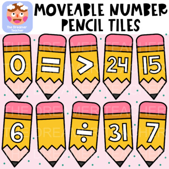 Preview of Moveable Number Pencil Tiles - Clipart for Digital Resources