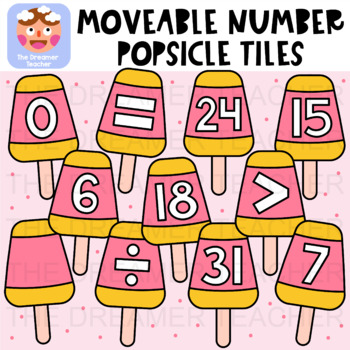 Preview of Moveable Number Popsicle Tiles - Clipart for Digital Resources