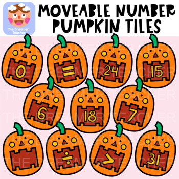 Preview of Moveable Number Pumpkin Tiles - Halloween Clipart