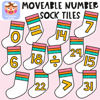 Preview of Moveable Number Sock Tiles - Clipart for Digital Resources