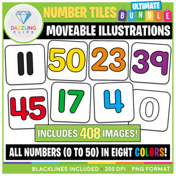 Preview of Moveable Number Tiles Clipart ULTIMATE BUNDLE - 408 Images!
