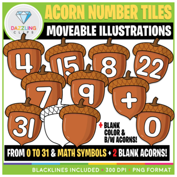 Preview of Moveable Numbers: Acorn Tiles Clip Art