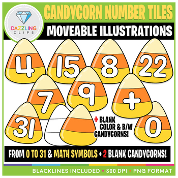 Preview of Moveable Numbers: Candy Corn Tiles Clip Art